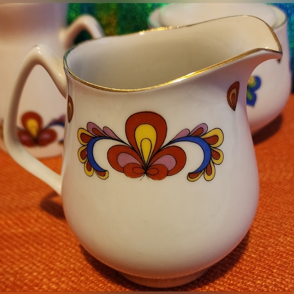 Two Sets Porsgrund Norway FARMERS ROSE Sugar Bowl and Creamer BENIFITS CHARITY - Picture 6 of 14